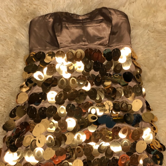 Express Gold Sequin Cocktail Dress Sz 6 NWT - Picture 2 of 6